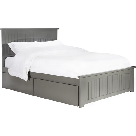 Atlantic Furniture Nantucket Full Platform Bed with Matching Foot Board with 2 Urban Bed Drawers - Grey AR8236119
